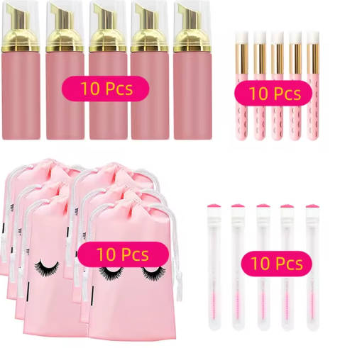 Paquete Kit para limpieza de pestañas (1 paquete con 10 kits) (insumos)