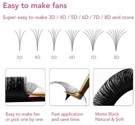 DiyDay easy Fan (auto floración) Curva D, 0.07mm 8-15 mix (extensiones)